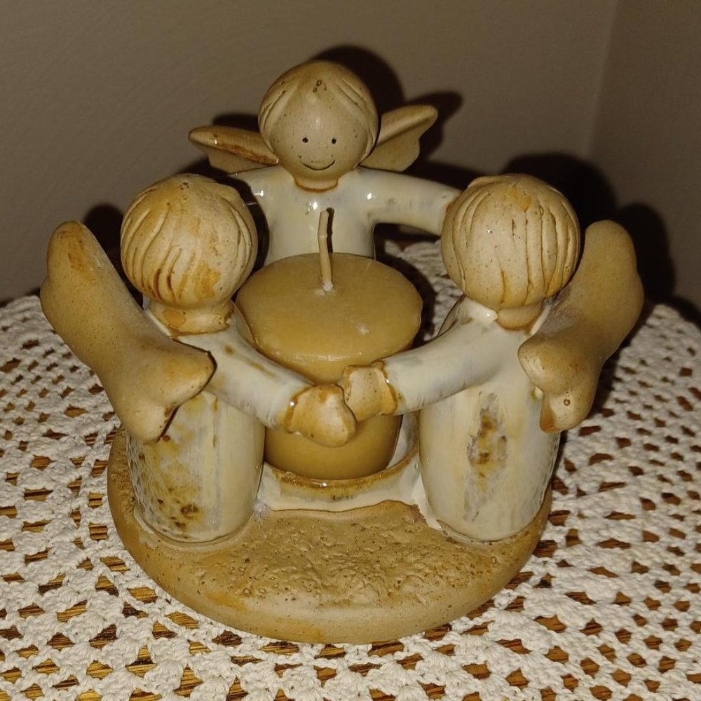 Circle of Three Angels Votive Holder, Pottery
